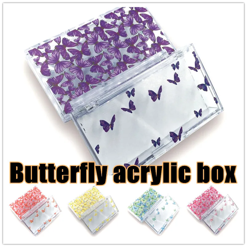 

Butterfly acrylic box wholesale eyelash packaging box lash boxes packaging custom own logo for 10mm-25mm mink eyelashes case