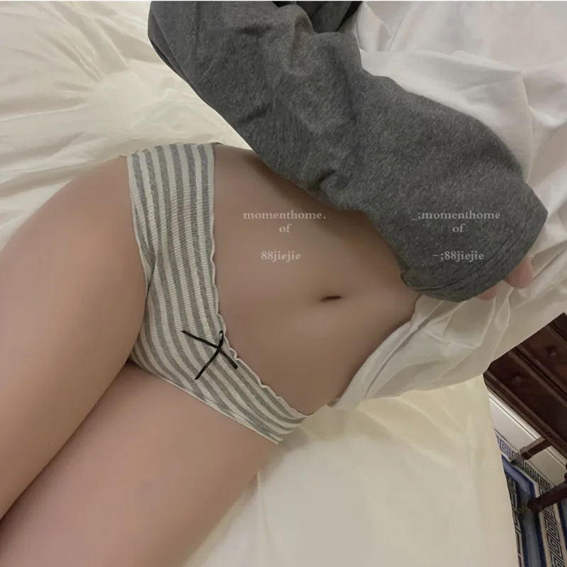 SP &amp CITY/простое бесшовное нижнее белье в полоску с бантом и оборками женские