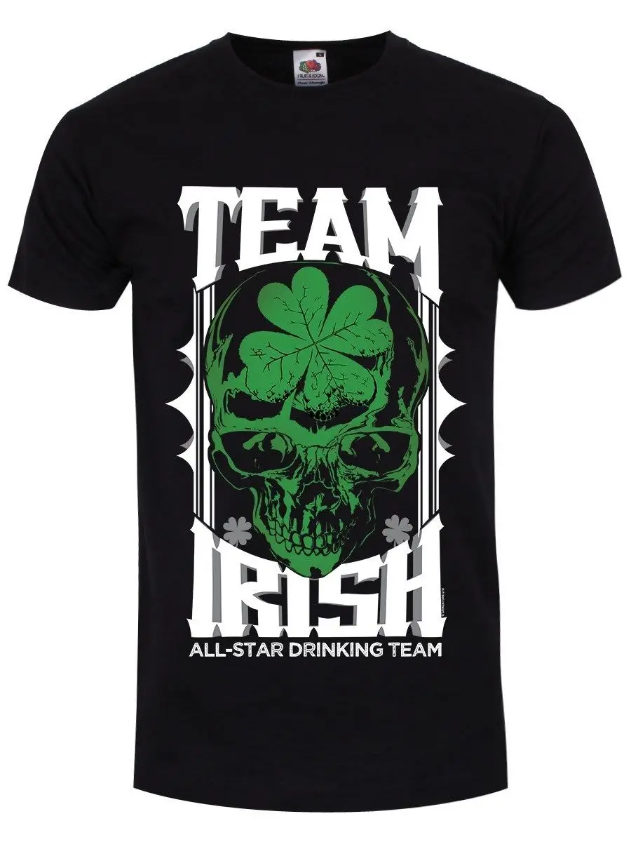 

Team Irish Men's Black T-shirt Printed T Shirt Summer Men'S Top Tee 2018 Fashion 100% Cotton Slim Fit Top Shirt