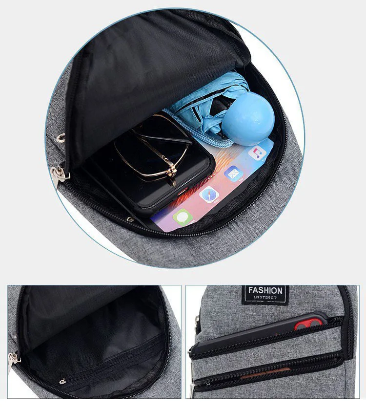 Fashion casual Chest Bag for Men Oxford Shoulder Messenger Bag Sling Bag Male USB Charging Crossbody Bags Anti Theft Waist Pack