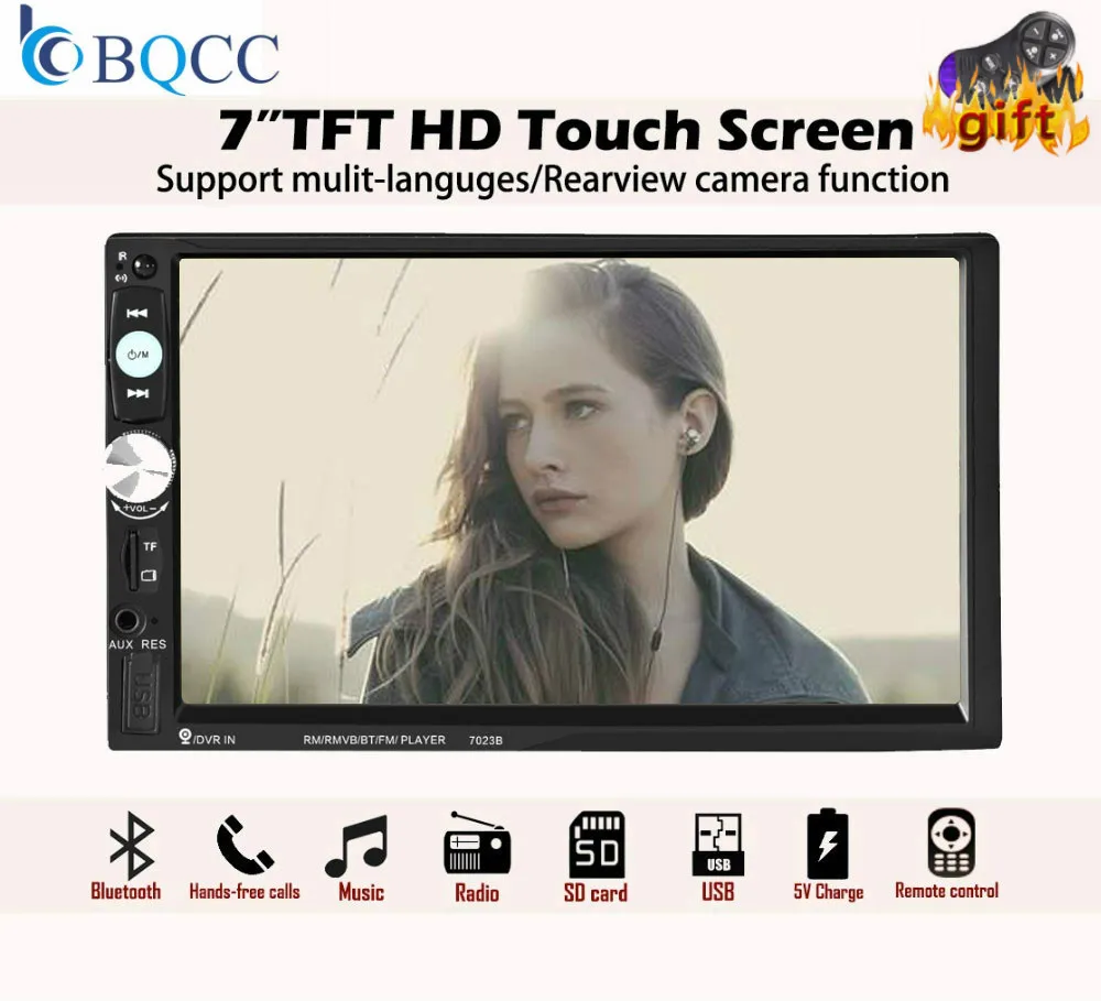 No Camera 2 Din 7 дюймов TFT сенсорный экран 7023B Авторадио автомобильный плеер FM Радио Bluetooth стерео Авто Поддержка Камера заднего вида MP5 - Цвет: No Camera