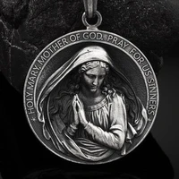 jewelry on the neck religious series christian virgin mary praying catholic retro men and women pure tin pendant necklace
