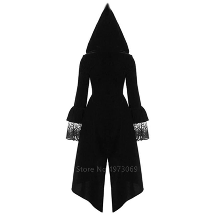 

Gothic Medieval Cosplay Halloween Costumes for Adult Women Trench Black Carnival Party Renaissance Middle Ages Clothing