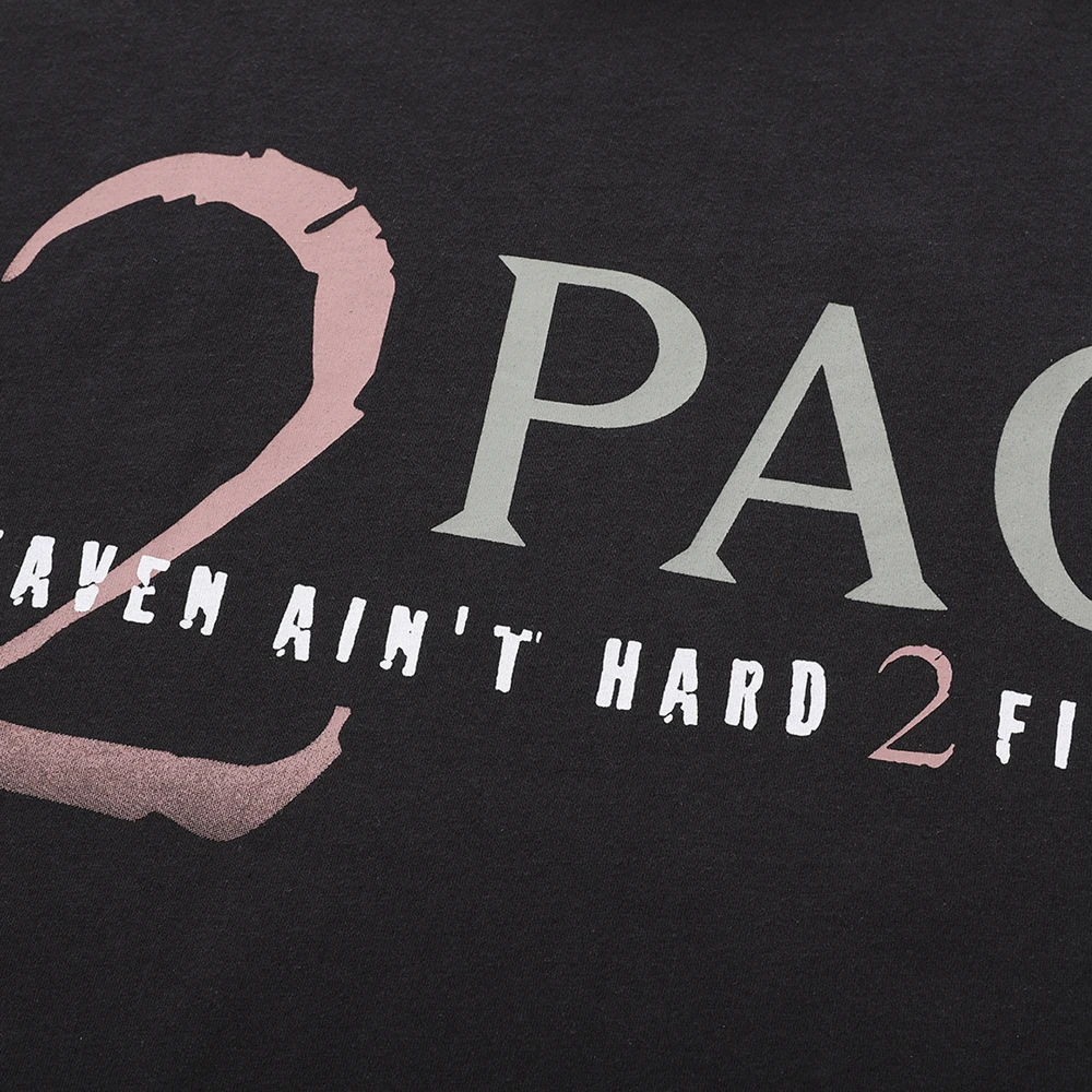 

Vintage 2PAC washed and old hip-hop street OS loose short-sleeved T-shirt M-XL