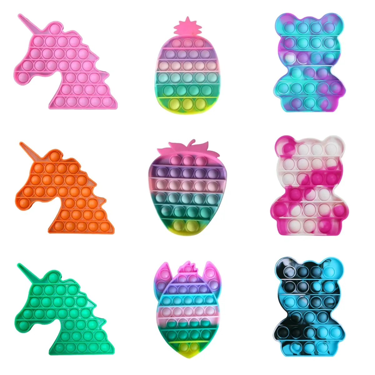 

Rainbow Bubble Pops Fidget Kids Toy Sensory Autisim Special Need Its Anti-stress Stress Relief Squishy Fidget Toy Random Color
