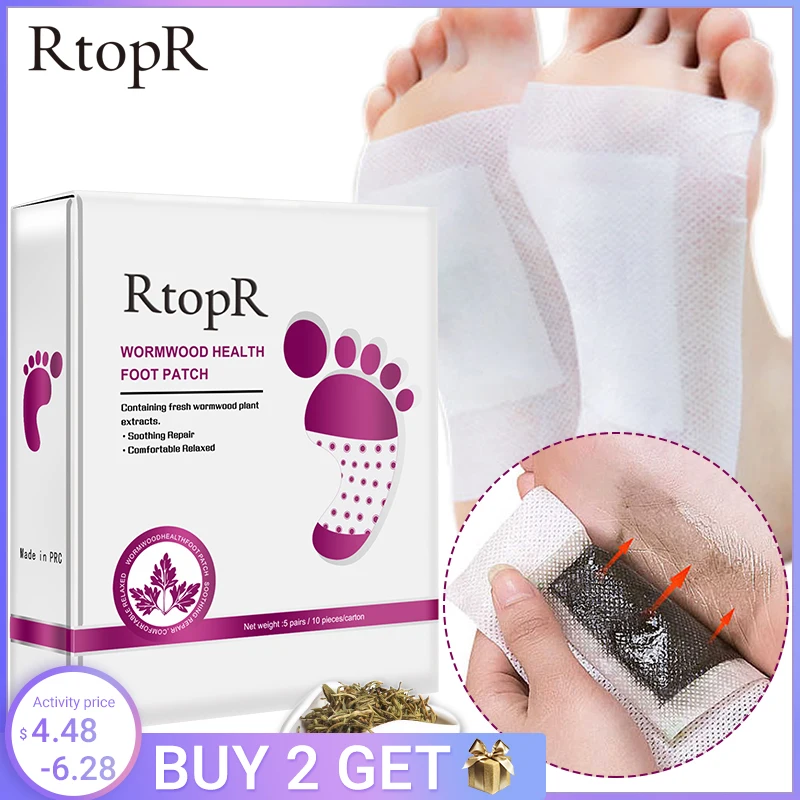

1 Box RtopR Wormwood Health Body Detox Foot Patch Effective Improve Sleep Quality Organic Detox Beauty Slimming Feet 5 pairs