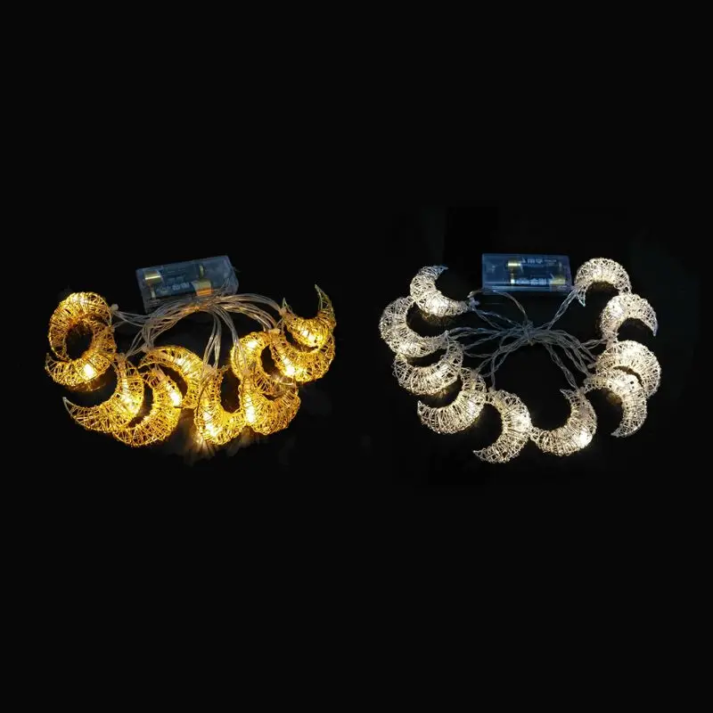

Eid Mubarak Handmade Wire Moon Light String LED Light Eid Ramadan Islamic Batter