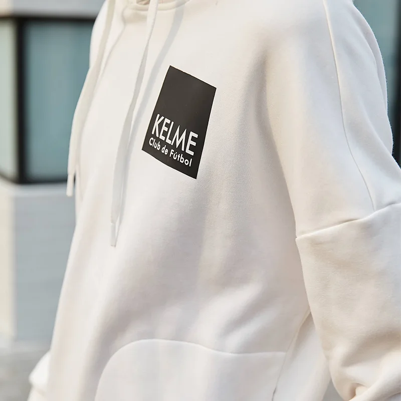 Мужская толстовка с капюшоном KELME белая Повседневная Толстовка в стиле хип-хоп
