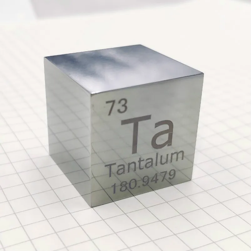 

99.9% High Purity Mirror polished Tantalum Element Cube 25.4mm Metal Density Cubes Carved Element Periodic Table Cube