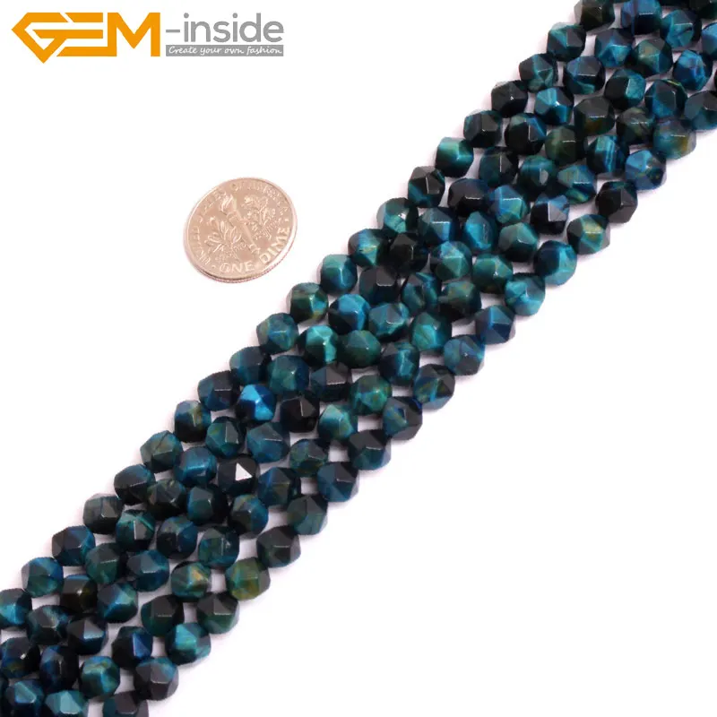 Бусины с гранеными бусинами Cambay синие тигровый глаз для изготовления ювелирных