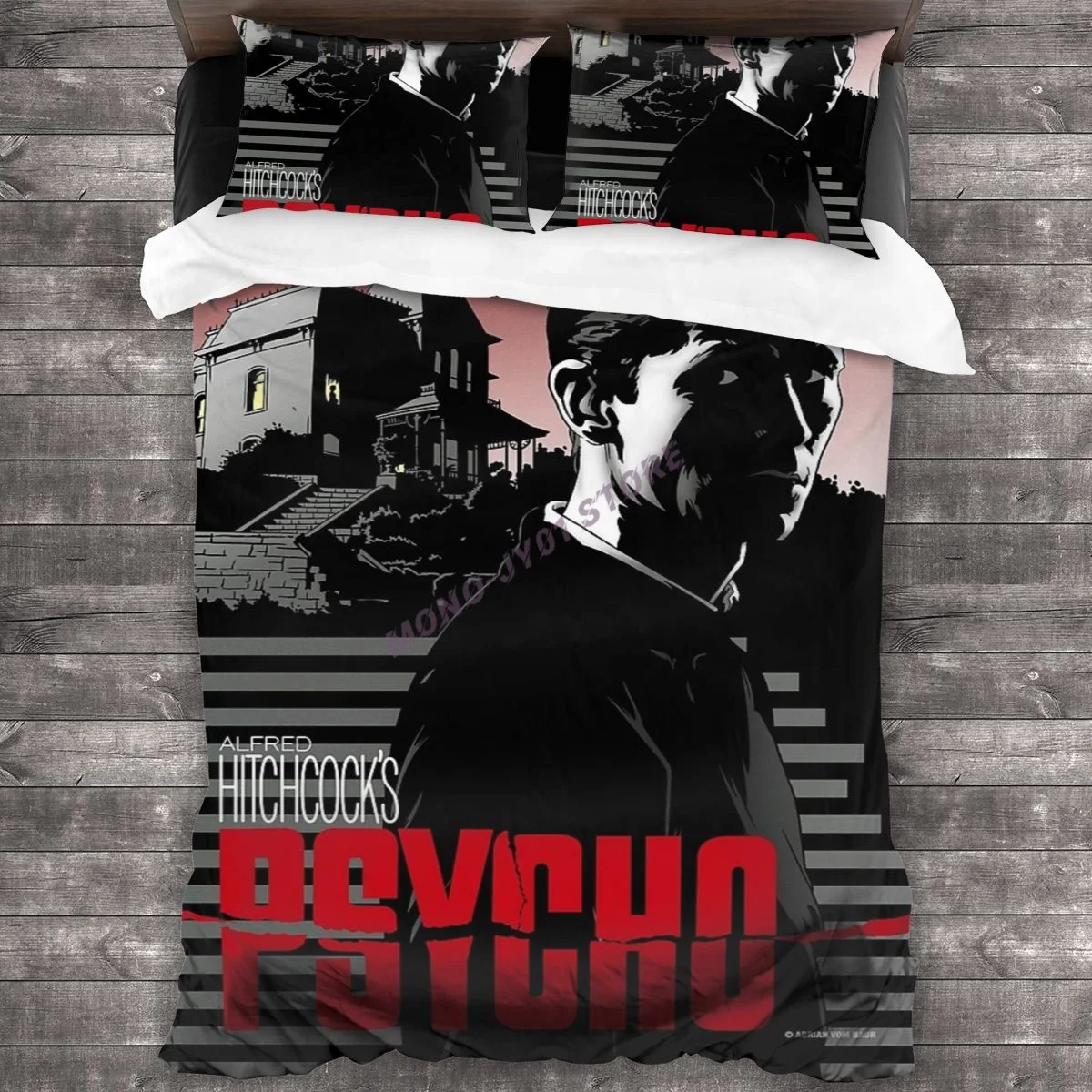 

Alfred Hitchcocks PSYCHO (1960) By Adrian Vom Baur Bedding Set Duvet Cover Pillowcases Comforter Bedding Sets Bedclothes