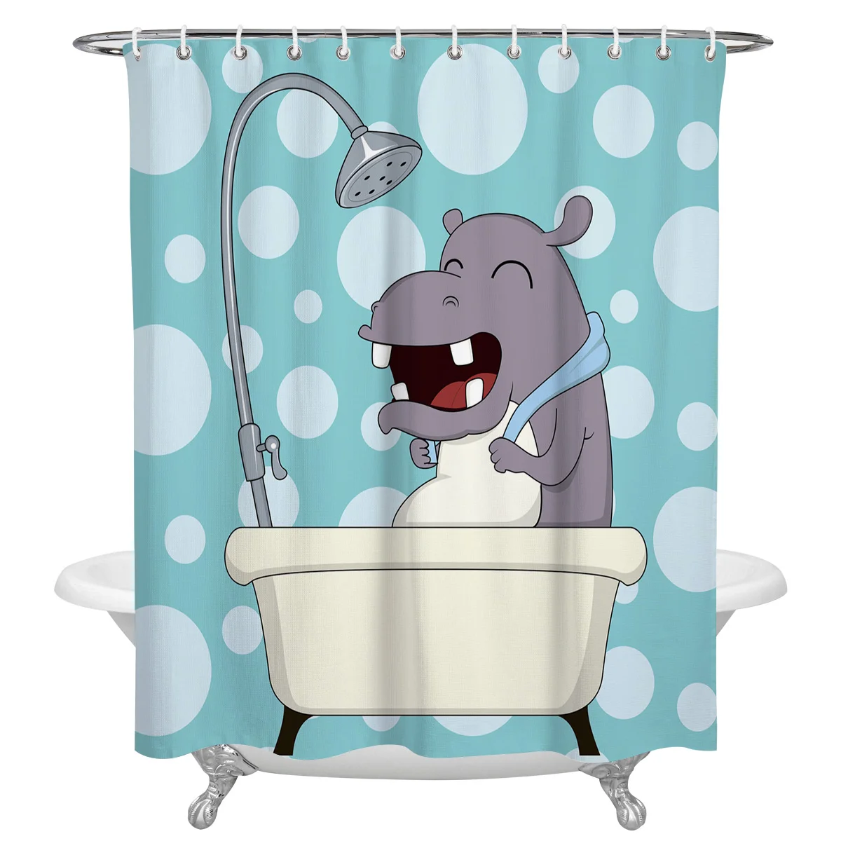 

Waterproof Shower Curtains Funny Animal Bath Hippo Shower Curtain Frabic Polyester Bathroom decor Curtain