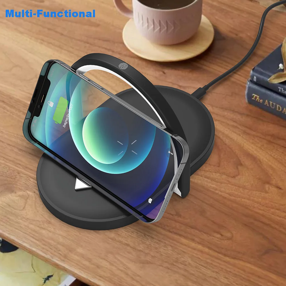 

LED Table Lamp Wireless Chargeur with Foldable for Samsung iPhone 12 11 Pro Max Desktop Charger Stand Night Reading Light