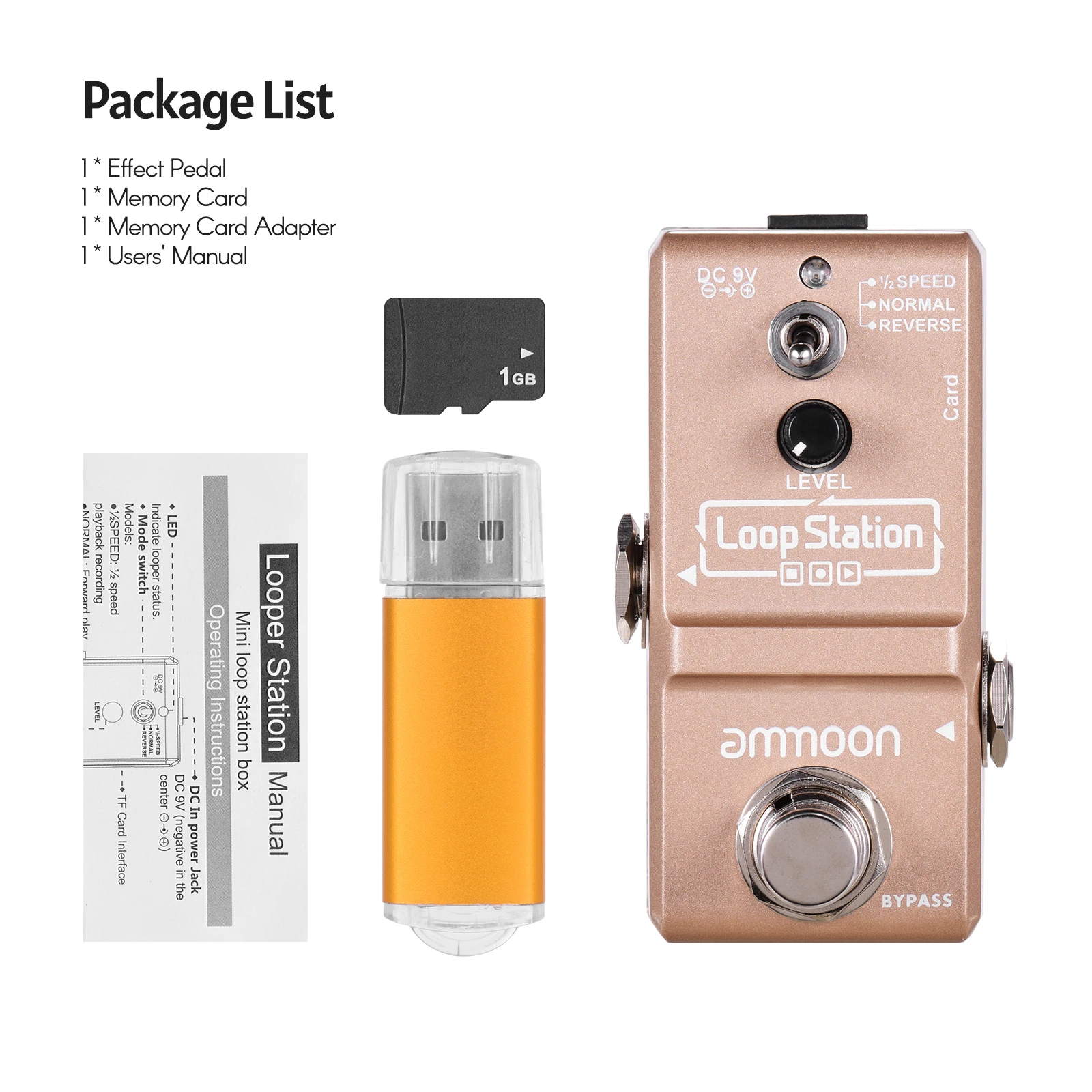 Мини гитара ammoon Loop Station педаль для создания эффектов запись за 10 минут 3 режима