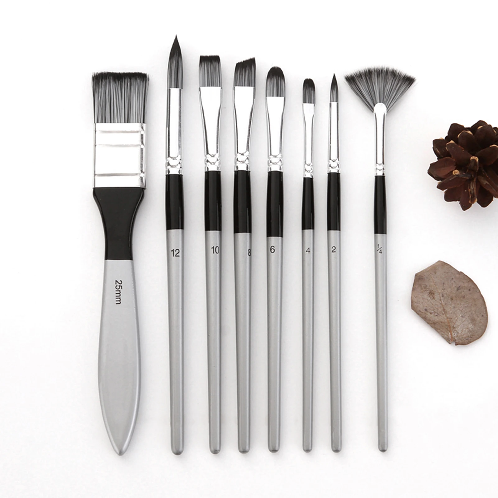 

8 шт., акриловые кисти для рисования, с деревянной ручкой