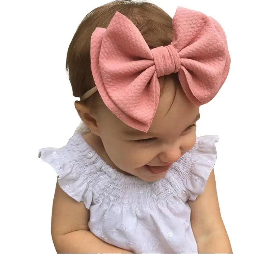 Повязка на голову с бантом для младенцев нейлоновый тюрбан большим разрезом