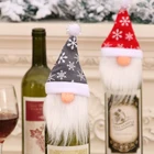 Набор украшений для рождественской винной бутылки, искусственная Обложка Санта-Клауса, Кухонное украшение для нового года, рождественского ужина