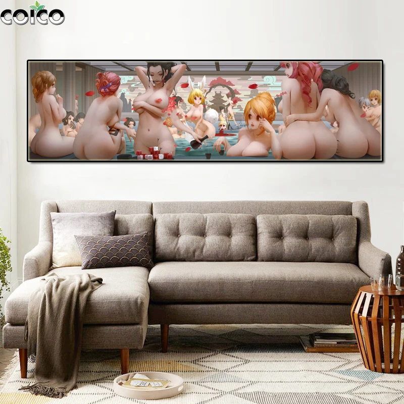 

Nude Woman Anime Poster Sexy Buttocks Bathe Girls Modern Art Wall Canvas Painting Custom Bedroom Decor 3D Print Picture Frame