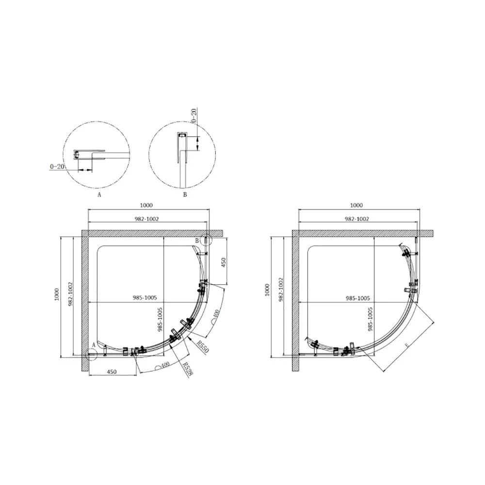 Душевой уголок Cezares Stylus-M R-2 100x100 прозрачный хром