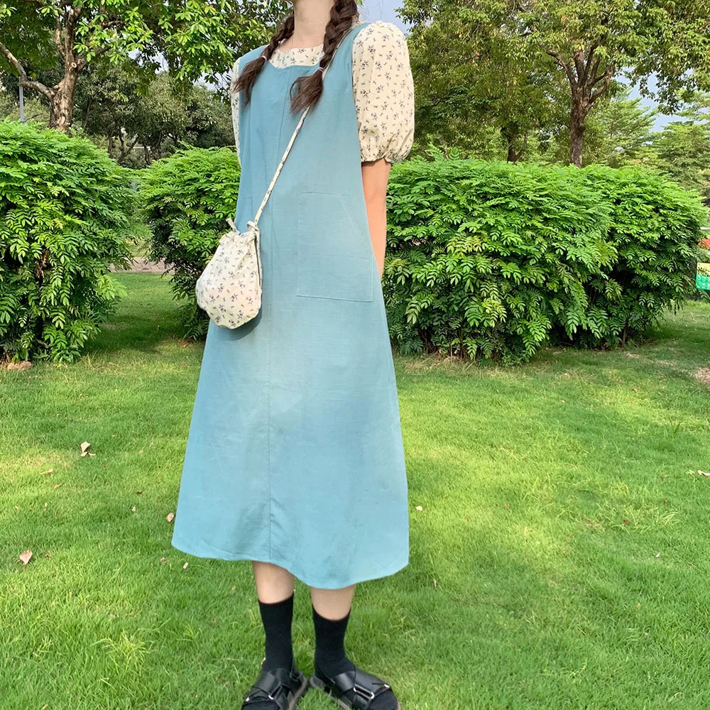 

Japanese Korean Version Dress Suit Fashion Casual Loose Simple Thin Designer Summer 2021 Round Neck Puff Sleeve