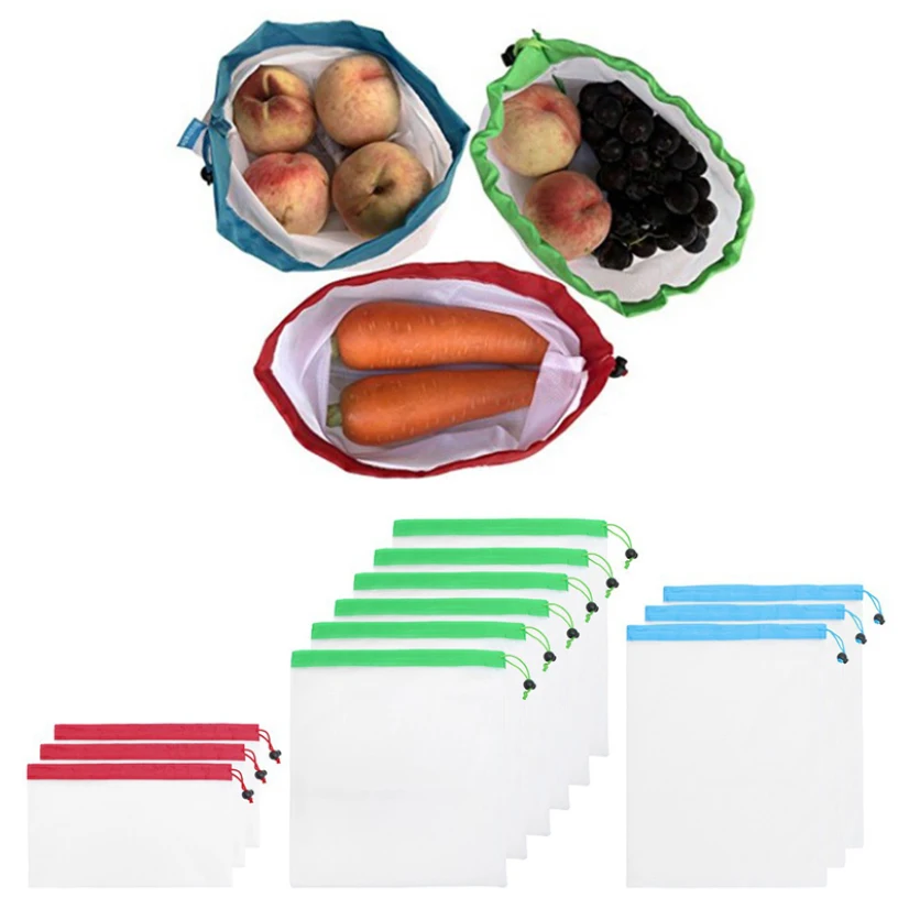 

Drawstring Bags Net Vegetable Kitchen Storage Foot Washable Mesh Packing Bag Eco Friendly Travel Storage Desk Home Organization