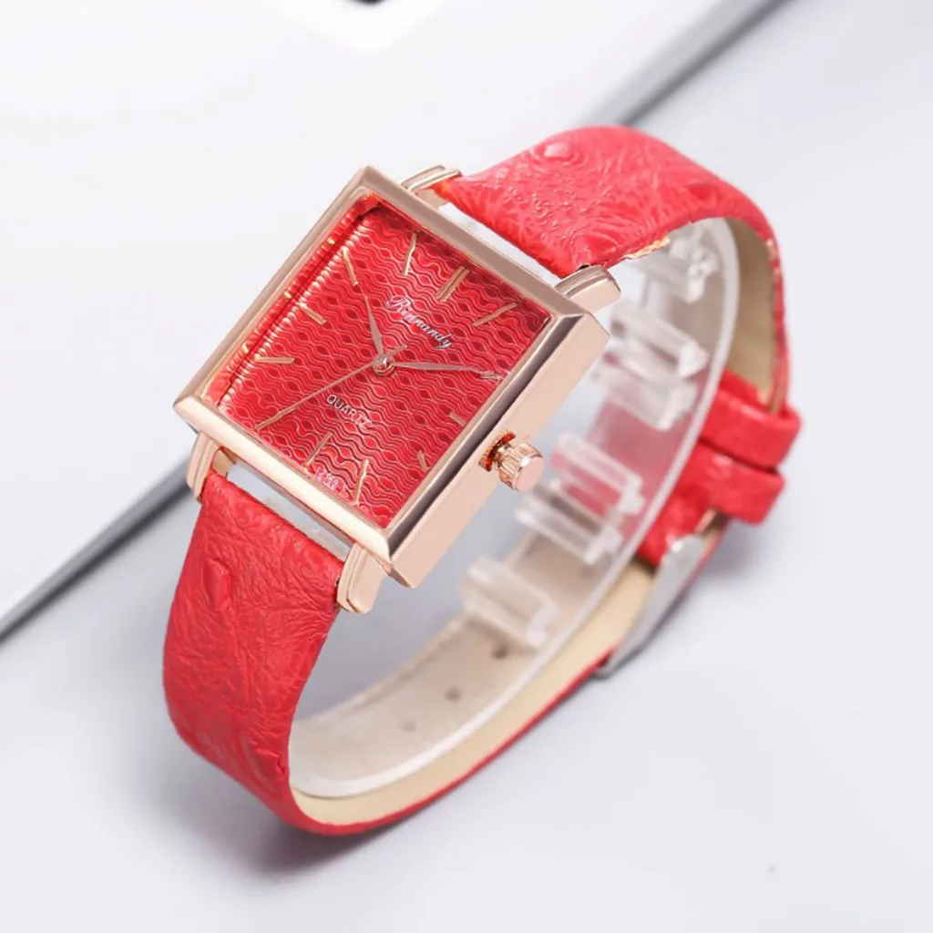 Простые Модные женские часы с квадратным ремешком студенческие модные наручные