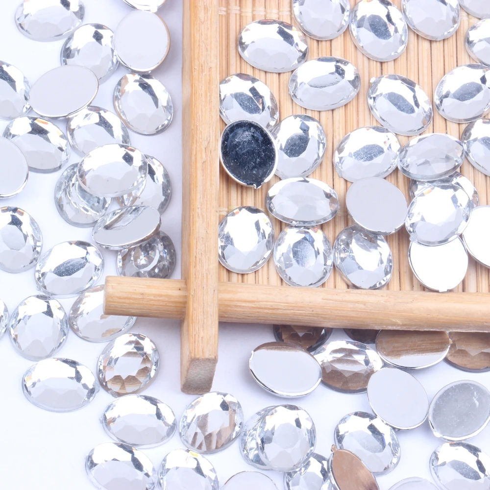 Акриловые стразы с плоской задней стороной много размеров овальная форма