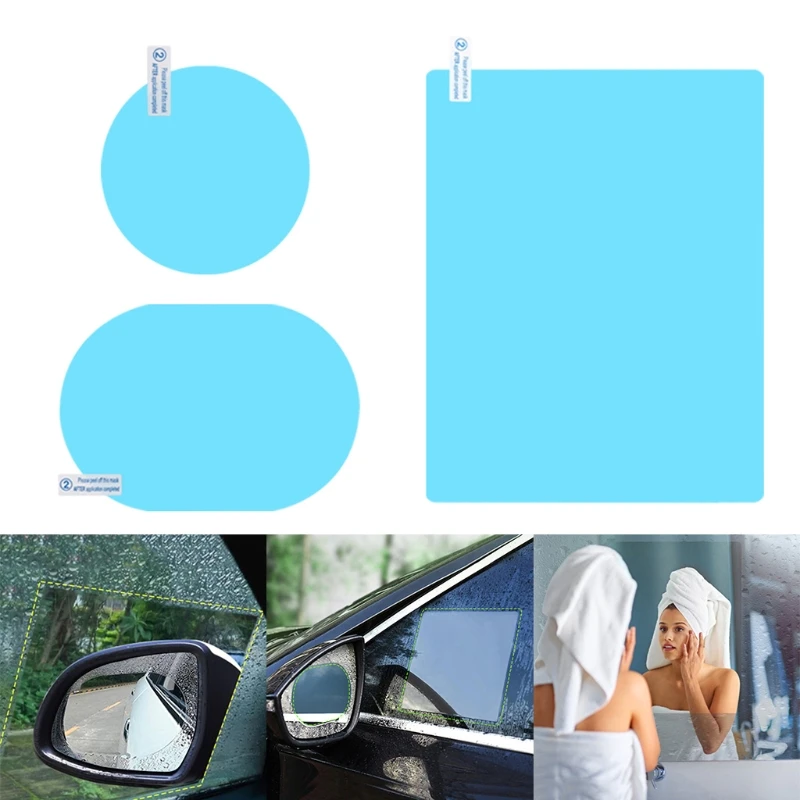 

8 Pcs Car Rear View Mirror Rainproof Film Anti-Fog Clear Protective Sticker F19A