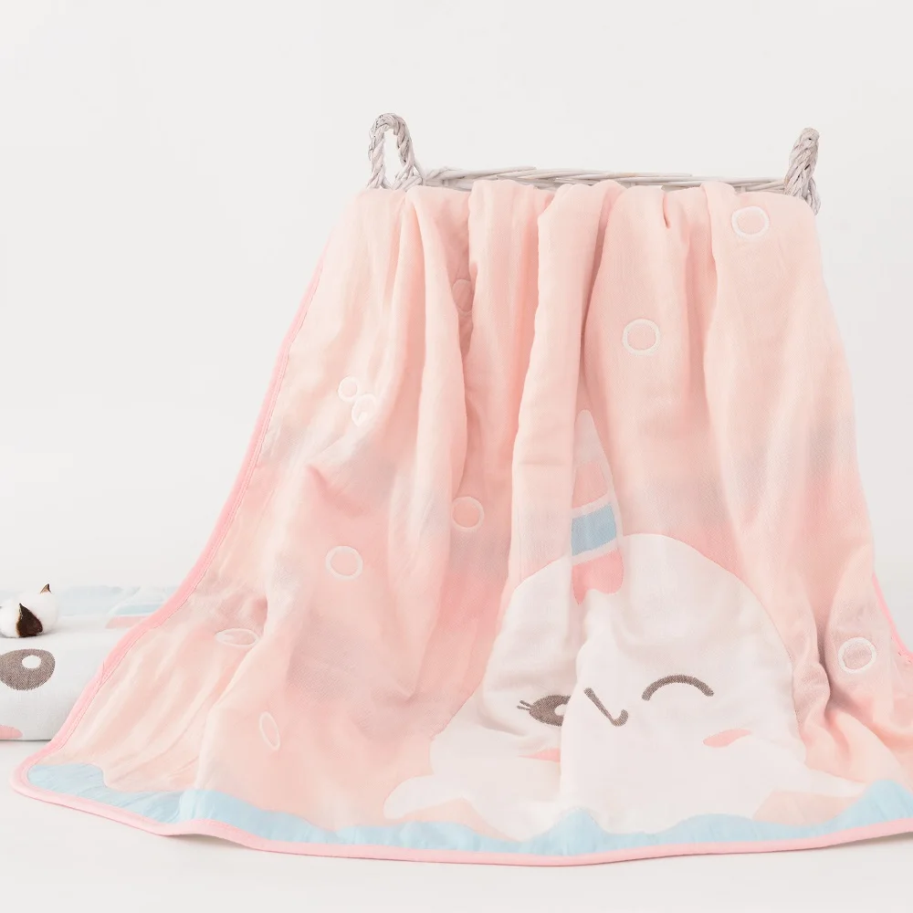 

Baby Personalized Blanket Cartoon Jacquard Cotton Bamboo Toddler Blanket Infant Stuff Swaddle Wrap Muslin Blanket 115x110cm
