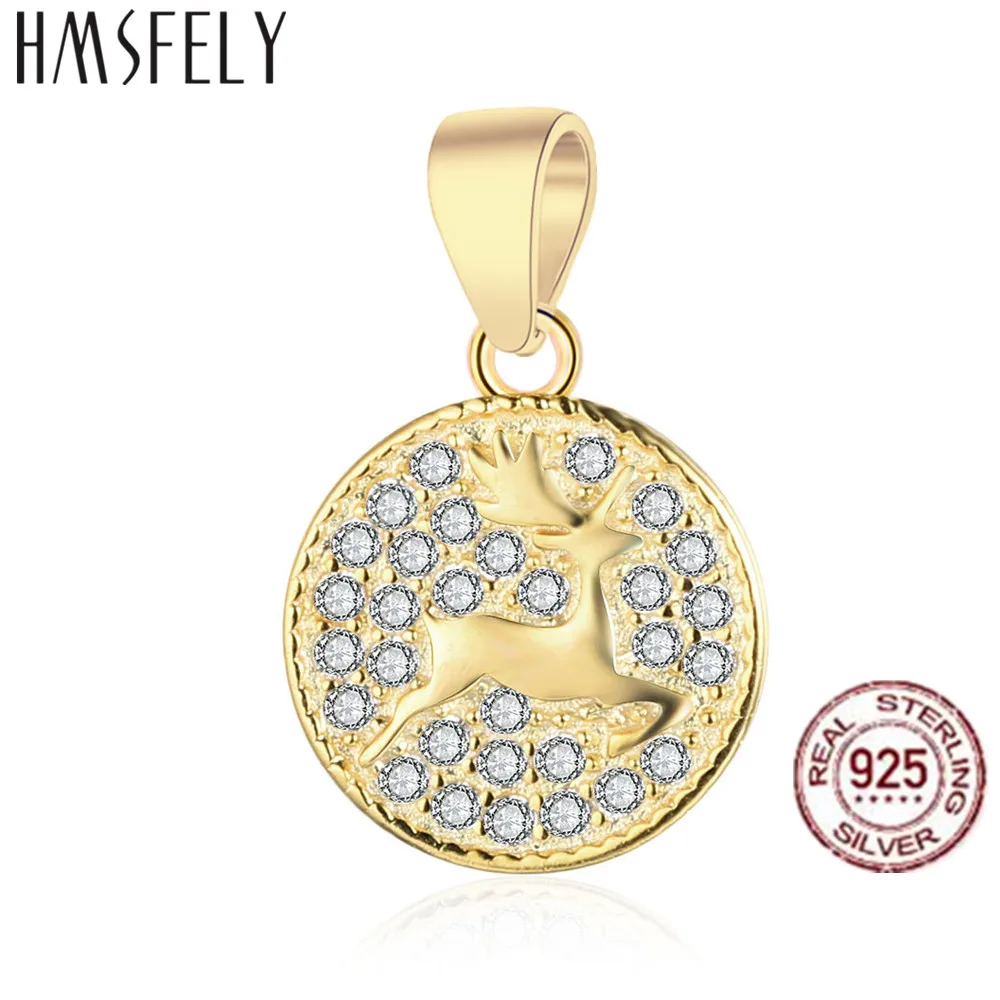 HMSFELY Подвеска из настоящего стерлингового серебра 925 пробы с рисунком оленя