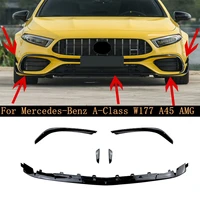 high quality front bumper lip gloss abs black fog lamp cover decorative shunt kit for mercedes benz a class w177 a45 amg 2019