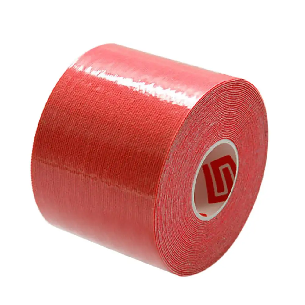 1 Roll Elastic Kinesiology Sports Tape Muscle Pain Care Therapeutic Multicolored muscle stickers cotton tape hypoallergenic F1 - Color: RD