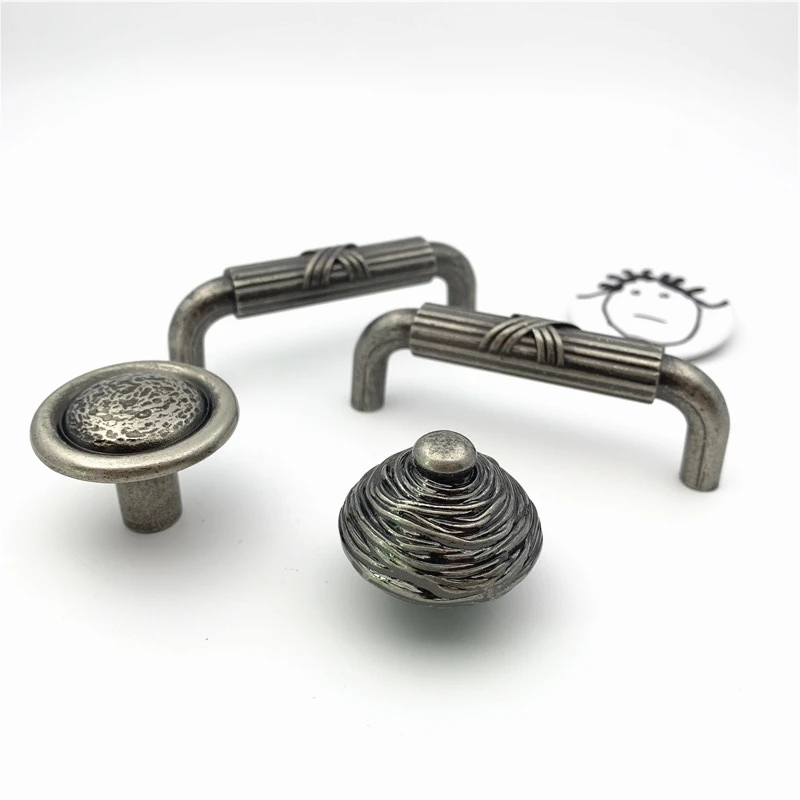 LCH шаг отверстия 76 мм Винтажный стиль мебельная фурнитура матовое серебро