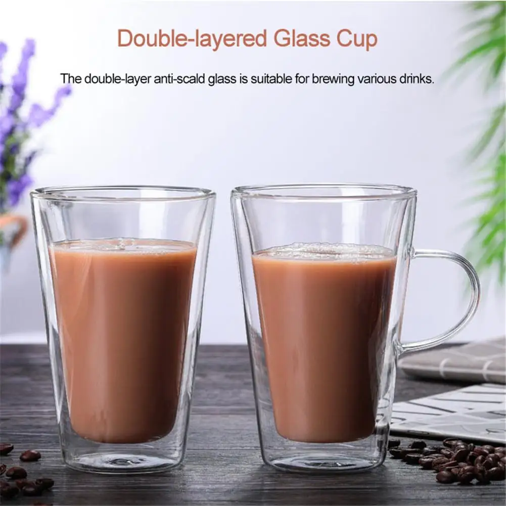 Термостойкие двухслойные Стеклянные чашки путешествия кофе чай кружка с ручкой