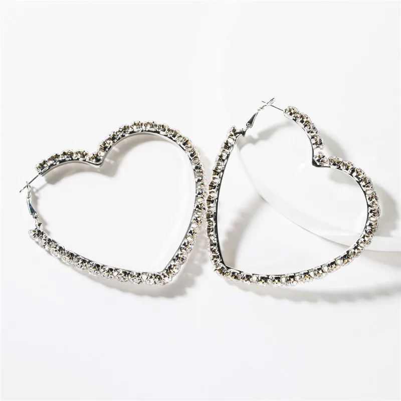 

Earings Fashion Jewelry 2021 European Personality Geometric Heart Rhinestone Women's Minimalist Party Family Big Earrings
