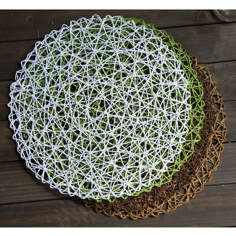 Подстилки для стола Сельский полый коврик Круглый тканый столовой подстилки