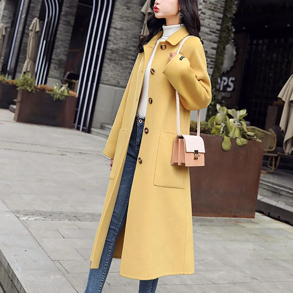 Осенне зимнее женское Шерстяное Пальто 2019 Новое высококачественное тонкое