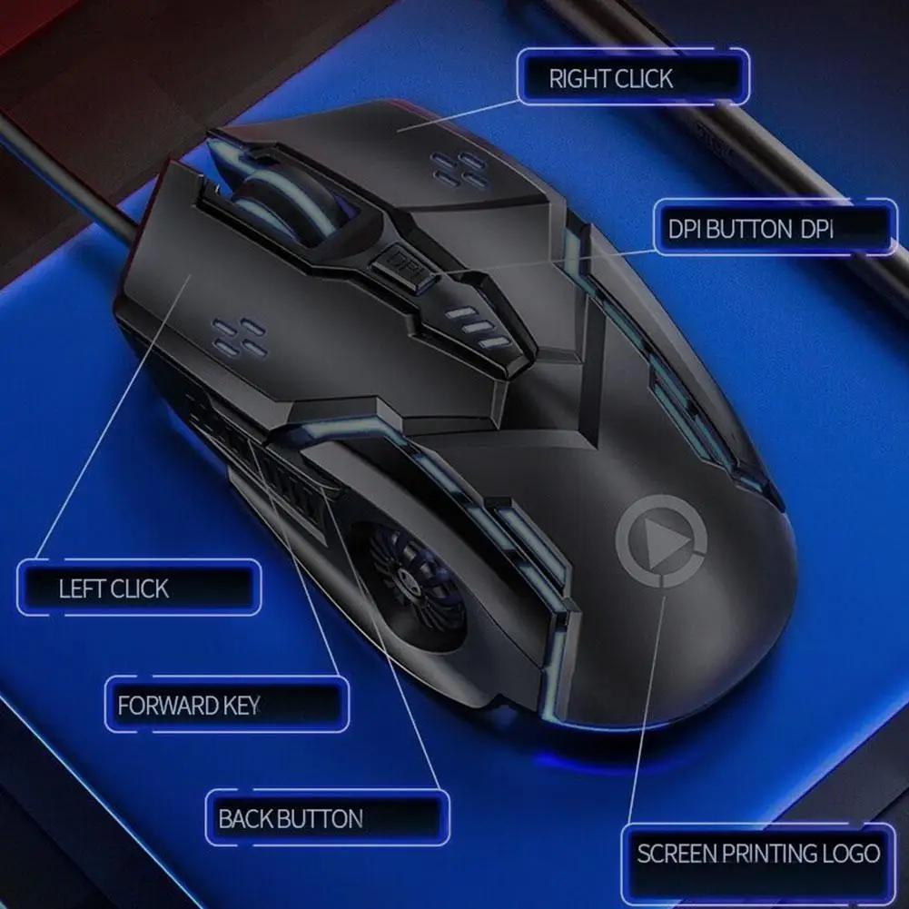 

Wired Gaming Mouse Mice Six-button Colorful Luminous Mouse Gaming Machine 6D Key Layout Operation is Quick and Easy Gaming Mouse