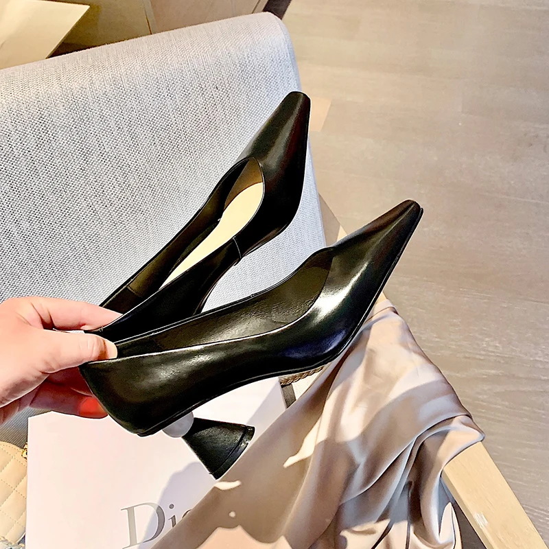 

Hjwsfdcai Weird Heel Fashion Women High Heel Shoes Genuine Leather Sexy Ladies Banquet Shoes Punk Style Mujer Casual Tide Shoes