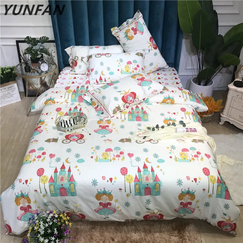 

Cartoon princess bedding Set 4pcs Bed Sheet Duvet Cover Pillowcase hot Children's home textile twin queen king quilt cover sets