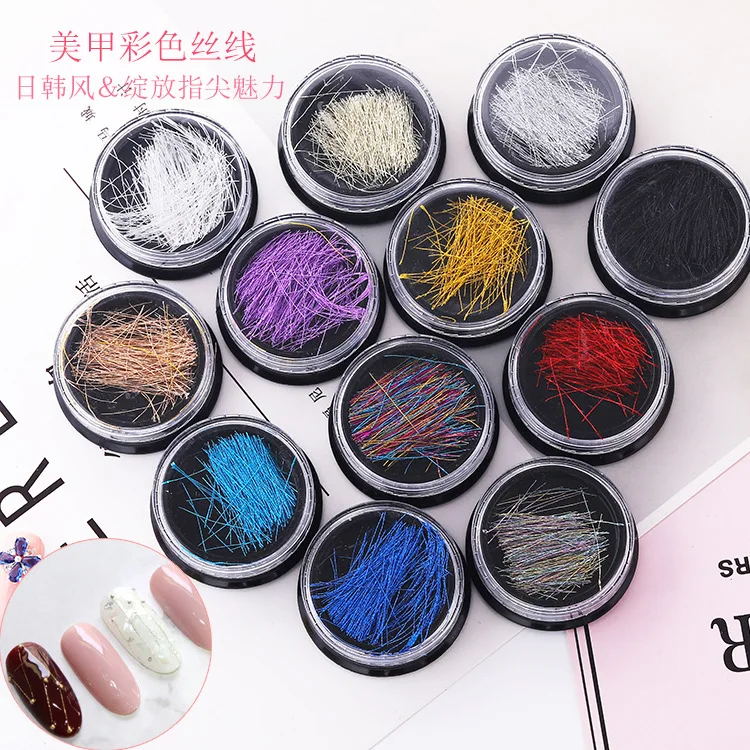 

Nail art decoration color silk thread gold and silver silk jewelry color silk Japanese colorful strip nail stickers