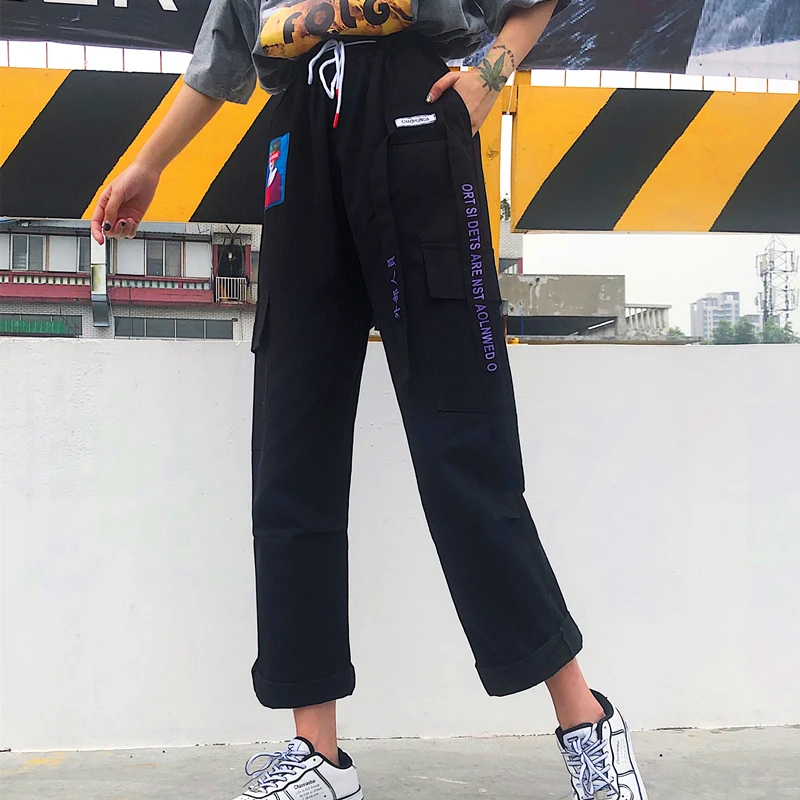 Shellsuning/комбинезон с буквенным принтом штаны Женская свободная уличная одежда