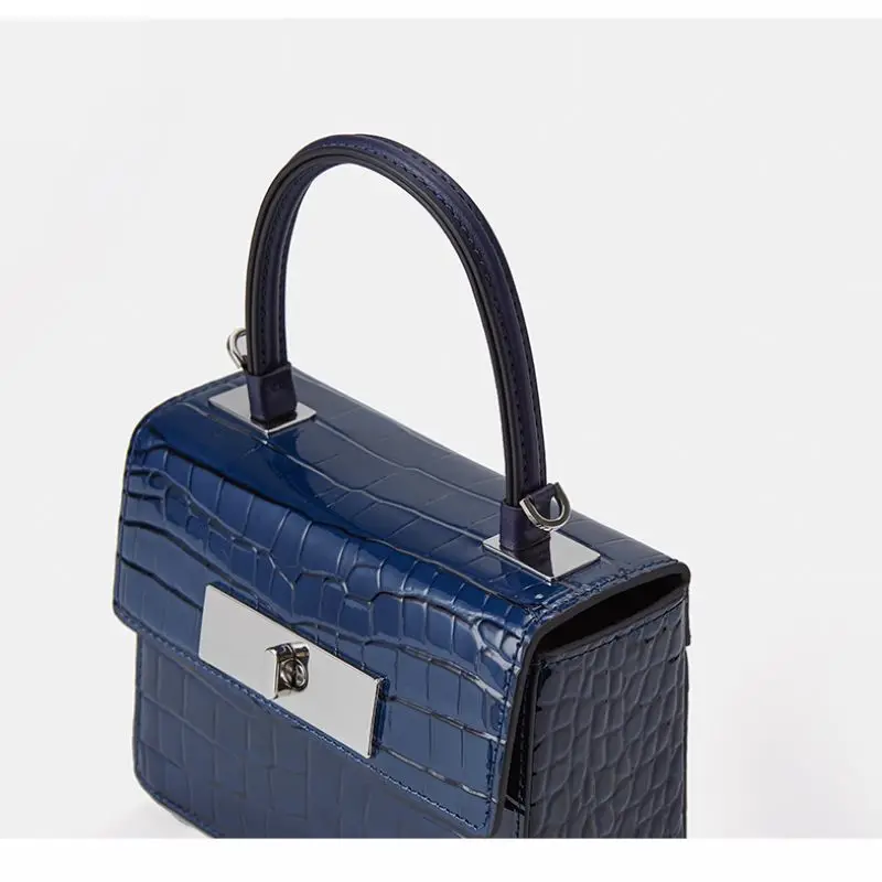 

Crocodile Pattern Box Bag Genuine Leather Women Bag\Handbag Fashion Printed Female Tote Cowhide Ladies' Shoulder Crossbody Bag