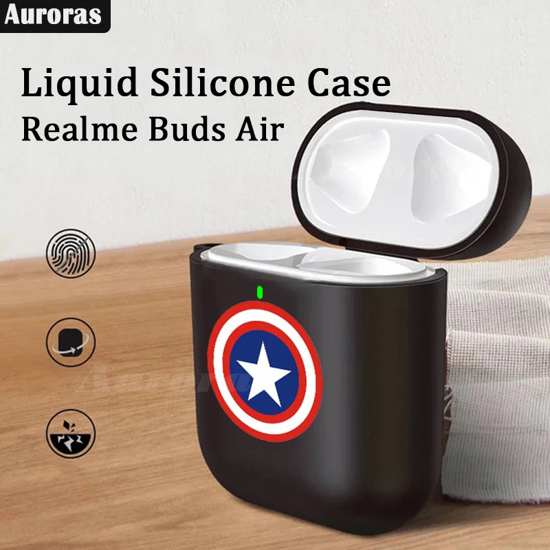 Auroras для Realme Buds Air Чехол Капитан Америка мультфильм дизайн полное покрытие