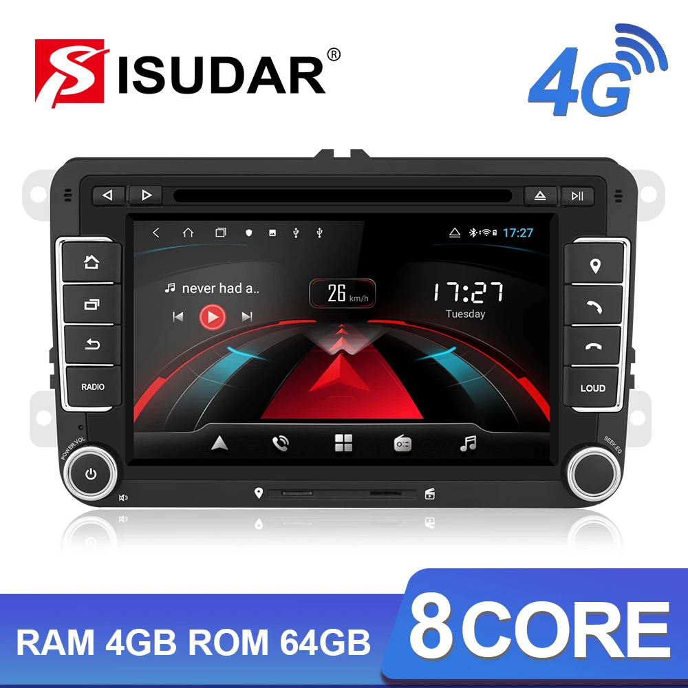 Автомагнитола Isudar H53 2 Din GPS Android 4G для VW/Volkswagen/POLO/Golf/Skoda/Octavia/Seat/Leon ОЗУ 4 Гб DVD