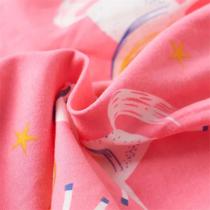 Jumping meters Baby Girls Summer Cartoon Unicorn Dress New Designed Short Sleeves Clothes Kids Fashion Princess Dresses 2-7T | Детская