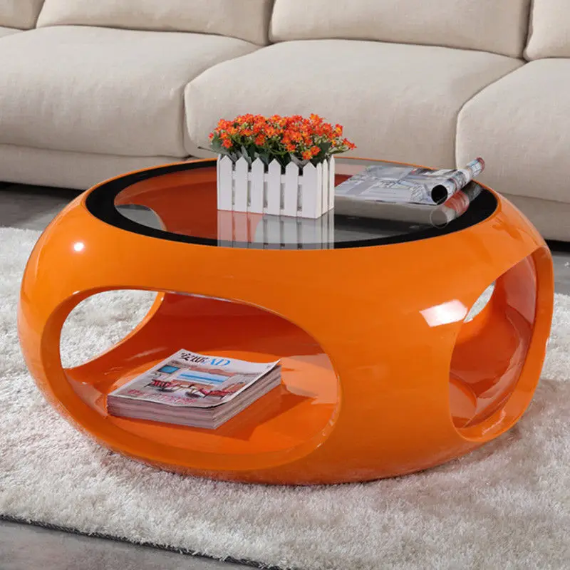 

Large Coffee Table Creative Simple Modern Living Room Table Nordic Small Apartment round side table basse café Tempered glass