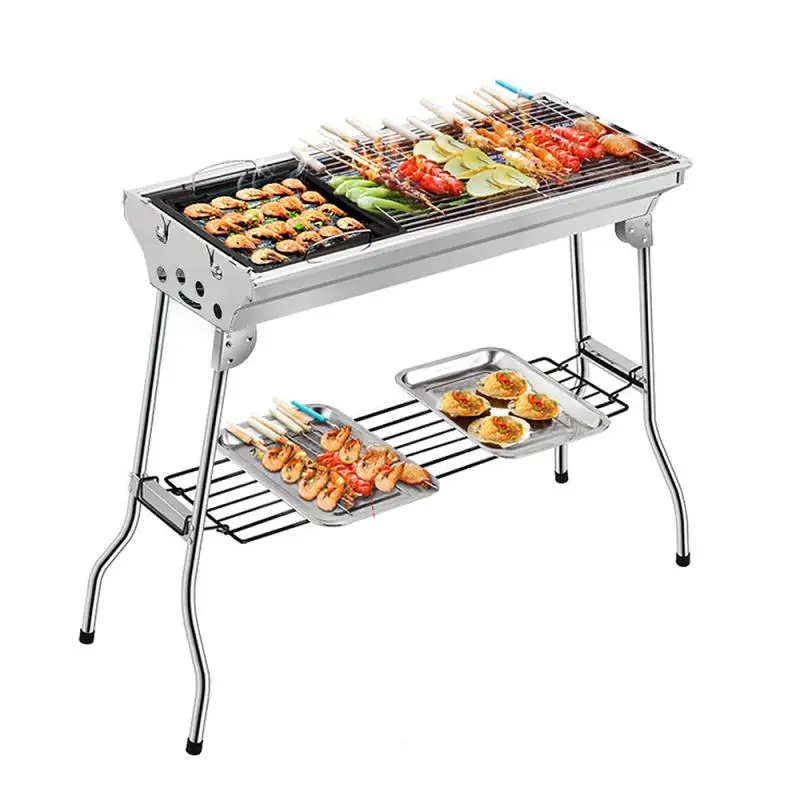 Dropshipping Hot Sales 1PC Portable Foldable Stainless Steel Barbecue Grill For Outdoor Charcoal BBQ Tool Set HWC |