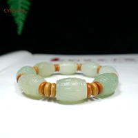 cynsfja new real certified natural hetian jade nephrite mens amulets lucky ball jade bracelets carved high quality best gifts