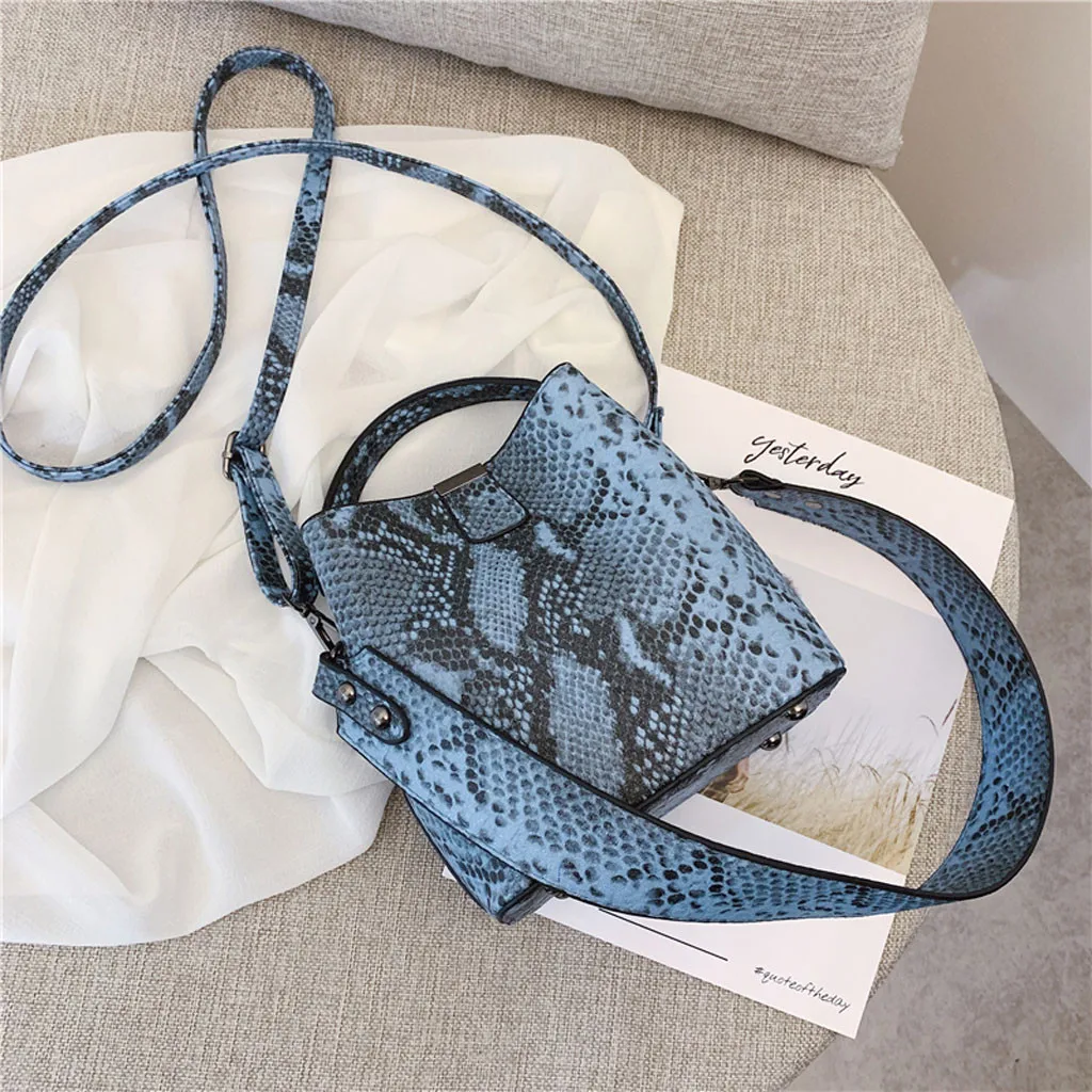 

Women bag snake print Bucket Bag Women luxury brand PU Leather Shoulder Bags Brand Designer Ladies Crossbody messenger Bags